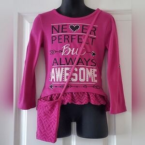 2/$12 - Little Girls Lace Hem Top With Matching Crossbody Satchel